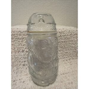 Vintage Libby Clear Glass Santa Claus Apothecary Candy Jar CHRISTMAS